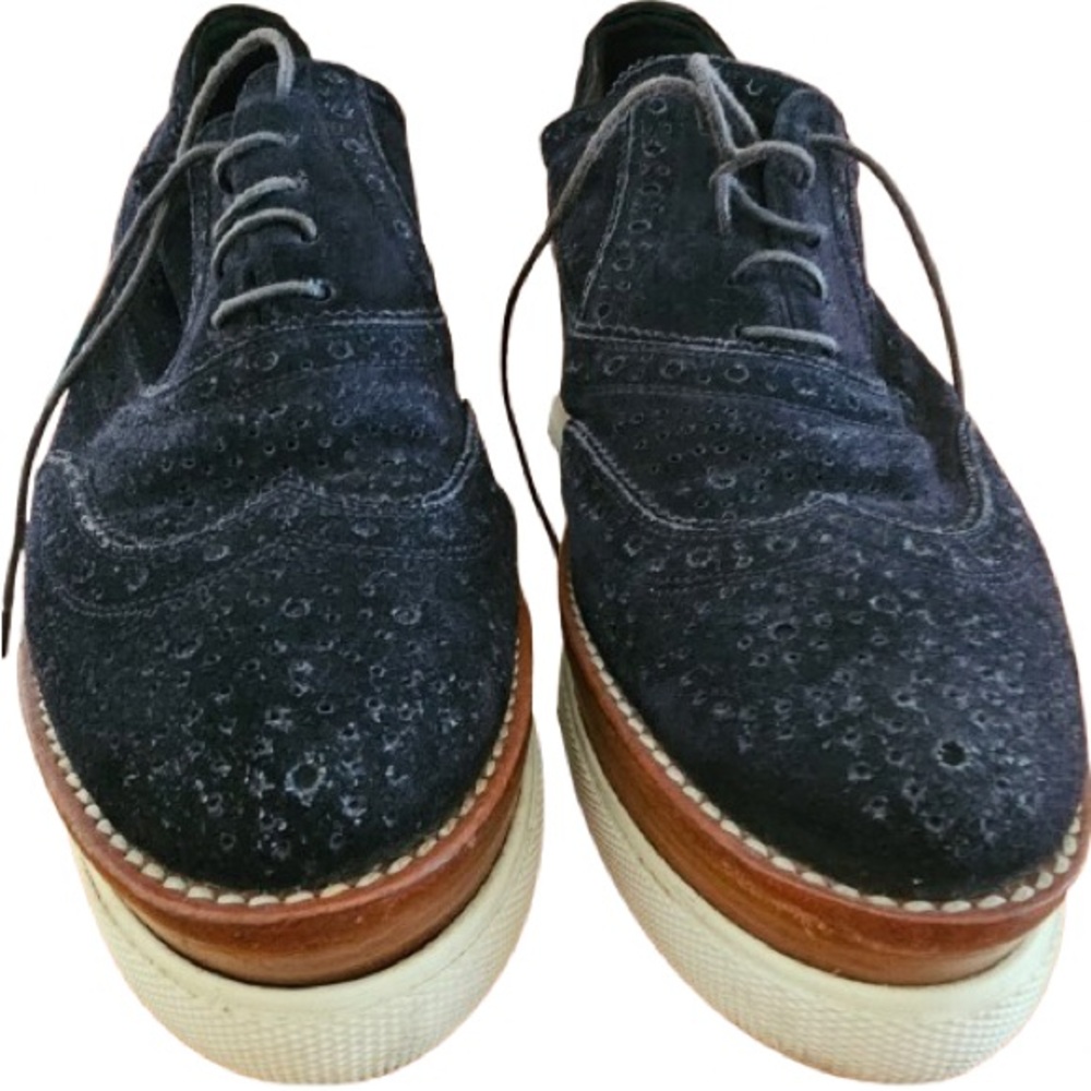 Miu Miu Navy Suede Platform Shoes